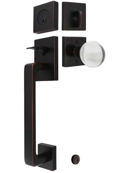 Baden Entry Door Set with Choice of Interior Knob or Lever with Bristol Knob in Oil-Rubbed Bronze.